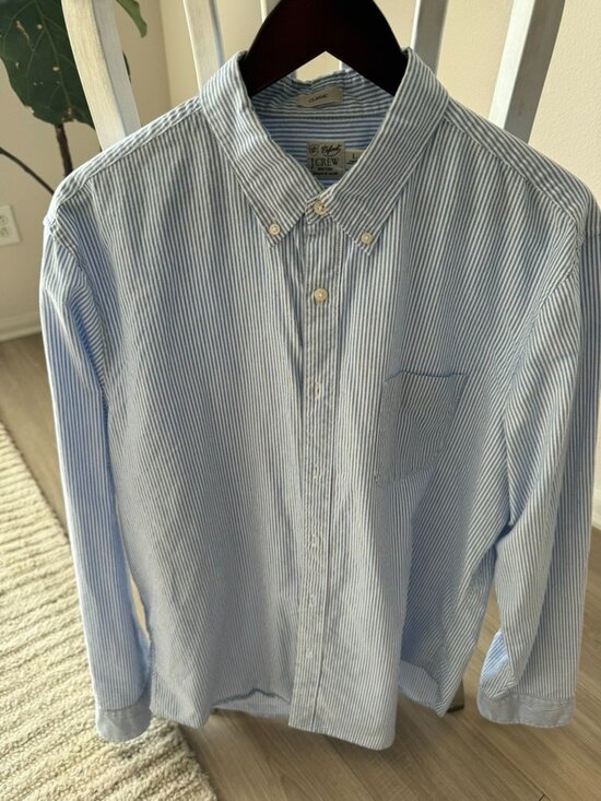 J. Crew Other - J.Crew Classic Fit Blue/White Striped Oxford Large